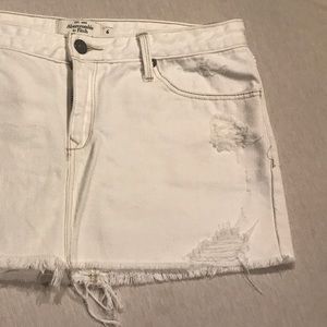 White distressed jean skirt
